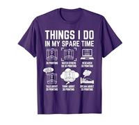 Things I do in My Spare time 3D Printing 3D Printer T-Shirt, Men, Purple, Large