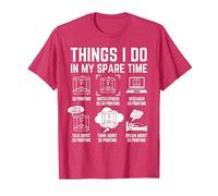 Things I do in My Spare time 3D Printing 3D Printer T-Shirt, Men, Red Heather, Large