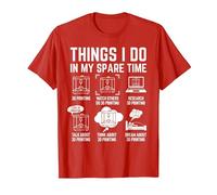 Things I do in My Spare time 3D Printing 3D Printer T-Shirt, Men, Red, Small