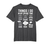 Things I do in My Spare time 3D Printing 3D Printer T-Shirt, Men's Big and Tall, Dark Heather Grey, 2X Tall