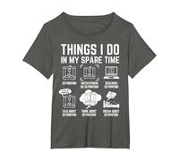 Things I do in My Spare time 3D Printing 3D Printer T-Shirt, Women's Plus, Asphalt Grey, 2X