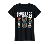 Things I Do in My Spare Time Board Game Jigsaw Puzzle Lovers T-Shirt, Women, Black, Medium