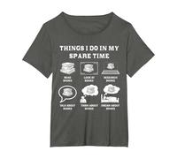 Things I Do in My Spare Time Books Lover Funny Books T-Shirt, Women's Plus, Asphalt Grey, 4X