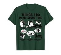 Things I Do in My Spare Time Funny Cat T-Shirt, Men, Dark Green, X-Large