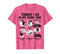 Things I Do in My Spare Time Funny Cat T-Shirt, Men, Pink Heather, X-Large