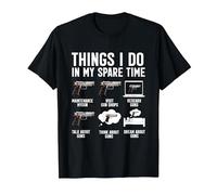 Things I Do in My Spare Time Funny Gun Lover Gun Enthusiast T-Shirt, Men, Black, Medium