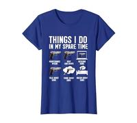 Things I Do in My Spare Time Funny Gun Lover Gun Enthusiast T-Shirt, Women, Royal Blue, Medium