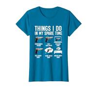 Things I Do in My Spare Time Funny Gun Lover Gun Enthusiast T-Shirt, Women, Sapphire Blue, X-Small