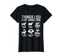 Things I Do in My Spare Time Funny Sheep Farmer Farm Animal Value Graphic T-Shirt, Women, Black, XL