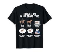 Things I Do in Spare Time Funny Horses Riding Racing Graphic T-Shirt, Men, Black, Small