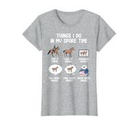 Things I Do in Spare Time Funny Horses Riding Racing Graphic T-Shirt, Women, Heather Grey, Medium