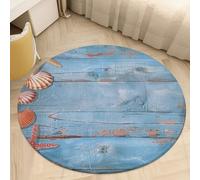 Things on The Ground Area Rug Washable Circle Carpet Non-Slip Round Floor Rug Small Low Pile Waterproof Print Door Mat Pad Decor for Bedroom Living Room Bathroom Kitchen 80 * 80cm