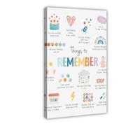 Things to Remember, Therapy Office Decor, Positive Affirmations, Anxiety Relief, Calming Corner, School Psychology, Cognitive Behavioral Therapy Canvas Poster Wall Art Decor Print Picture Paintings Fo