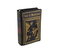 Things2Die4 Black Vinyl Alice in Wonderland Book Handbag Novelty Clutch Purse Crossbody Bag