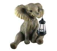 Things2Die4 Cute African Elephant Porch/Garden Statue W/Lantern
