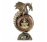 Things2die4 Resin Table Clocks Steampunk Dragon Bronze Finish Table Clock With Moving Clockworks 4.75 X 9 X 3 Inches Bronze