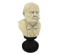 Things2Die4 Winston Churchill with Cigar Bust, Handcrafted Plaster Sculpture, White, Black, Brown