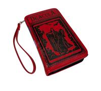 Things2Die4 Womens Bifold Wallet Dracula Book Cover Print in Textured Vinyl with RFID Blocking, Removable Wrist Strap, ID Window, Zipper Pocket, 7 X 4.25 Inches, Red