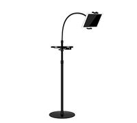 Thingy Club Adjustable Aluminium height-adjustable gooseneck compatible with iPad/Tablet/Phone Mount Holder Floor Stand (Black)