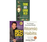 Think and Grow Rich, Rich Dad Poor Dad and Atomic Habits 3 Books Collection Set
