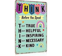Think Before You Act Vintage Quote Decor Metal Signs 12x8 Inch | Timeless aluminum plaque guides both and adults toward wiser choices