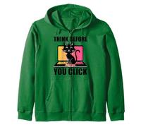Think before you click - Cybersecurity IT Professional Guy Zip Hoodie