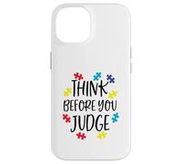 Think Before You Judge Autism Awareness Jigsaw Puzzle Pieces Case for iPhone 14
