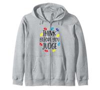 Think Before You Judge Autism Awareness Jigsaw Puzzle Pieces Zip Hoodie