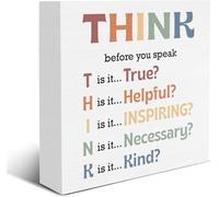Think Before You Speak Box Sign 5x5 Inch Inspirational Desk Decor