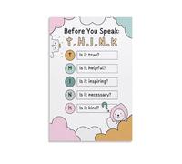 Think Before You Speak Mental Health (1) Canvas Wall Art Posters: Aesthetic Prints for Bedroom, Dorm Room Decor 16x24inch(40x60cm)
