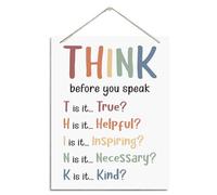 Think Before You Speak Sign for Classroom, Growth Mindset Classroom Wall Decor, School Counselor Office Decor, Rustic Hanging Wooden Plaque, Counseling Office Decor, Classroom Sign