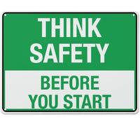 Think Before You Start Warning Metal Sign Tin Signs Aluminum Sign for Outdoors Use Yard Farm Fence Home Wall Decor 12x16 inch