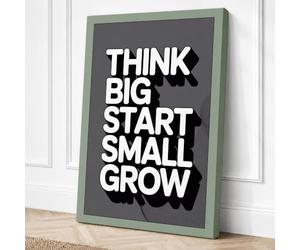 Think Big Start Small Grow Canvas Wall Art Print 36x24 Inch