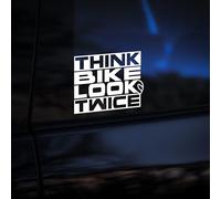 Think Bike Look Twice Decal Sticker for Car, Van, Motorcycle - Think Biker Safety Awareness Vinyl - Waterproof Window Bumper Warning Sign - Multiple Sizes & Colours Available