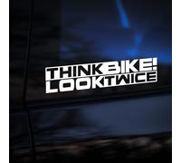Think Bike Look Twice Vinyl Decal Sticker for Car, Van, Motorcycle - Think Biker Safety Awareness Warning Sign - Waterproof Window Bumper Sticker - Multiple Sizes & Colours Available