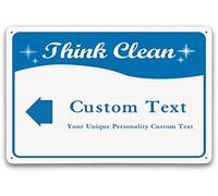 Think Clean Sign Custom Text Your Unique Personality Custom Text Road Sign Business Sign Aluminum Metal Tin Sign (8" x 12", L-Custom Text)