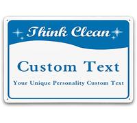 Think Clean Sign Custom Text Your Unique Personality Custom Text Road Sign Business Sign Aluminum Metal Tin Sign (12" x 16", Custom Text)