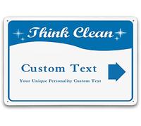 Think Clean Sign Custom Text Your Unique Personality Custom Text Road Sign Business Sign Aluminum Metal Tin Sign (12" x 16", R-Custom Text)