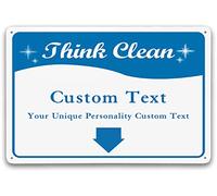 Think Clean Sign Custom Text Your Unique Personality Custom Text Road Sign Business Sign Aluminum Metal Tin Sign (8" x 12", B-Custom Text)