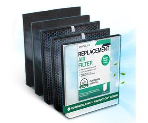 Think Crucial Replacement Air Purifier HEPA & Carbon Pre-Filter Compatible with AirDoctor Model AD2000, 1-Year Supply Kit Includes 1 HEPA Filter & 2 Carbon Pre-Filters, High-Efficiency, Easy Install