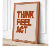 Think Feel Act Typography Canvas Wall Art Print 18x12 Inch