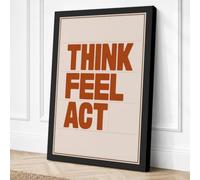 Think Feel Act Typography Canvas Wall Art Print 36x24 Inch