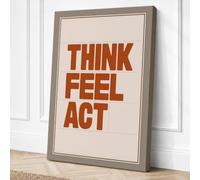 Think Feel Act Typography Canvas Wall Art Print 36x24 Inch