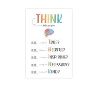 Think first and then talk, social emotions, learning classroom posters, canvas wall art decoration, printing living room, bedroom painting 20x30inch(50x75cm)