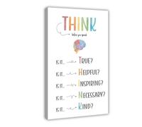 Think first and then talk, social emotions, learning classroom posters, canvas wall art decoration, printing living room, bedroom painting 12x18inch(30x45cm)