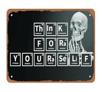 Think For Yourself Metal Sign Science Theme Wall-Art Educational Decor for Classroom Study Room Office 8 X 12 in
