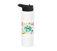 Think Global Eat Local Happy Earth Stainless Steel Insulated Water Bottle