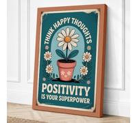 Think Happy Thoughts Canvas Wall Art Print 30x20 Inch