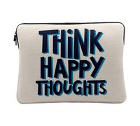 Think Happy Thoughts Typography Text Quote Positivity Good Vibes Mental Health Laptop Case 14-15 Inches Printed in France