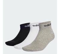 adidas Unisex Think Linear Ankle Socks 3 Pairs, Medium Grey Heather/White/Black, 8.5-10